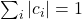 \sum_{i}\left|c_i\right|=1