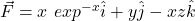 \vec{F}=x\ exp^{-x}\hat{i}+y\hat{j}-xz\hat{k}