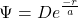 \[\Psi=De^\frac{-r}{a}\]