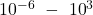 {10}^{-6}\ -\ {10}^3