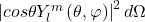 \left|cos\theta Y_l^m\left(\theta,\varphi\right)\right|^2d\Omega