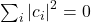 \sum_{i}\left|c_i\right|^2=0 