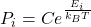 P_{i}=Ce^\frac{{E_i}}{k_{B}T}