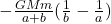 -\frac{GMm}{a+b}(\frac{1}{b}-\frac{1}{a})