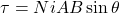 \[\tau=NiAB\sin{\theta}\]