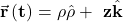 \vec{\mathbf{r}}\left(\mathbf{t}\right)=\mathbf{\rho}\hat{\mathbf{\rho}}+\ \mathbf{z}\hat{\mathbf{k}}