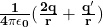 \mathbf{\frac{1}{4\pi\epsilon_0}(\frac{2q}{r}+\frac{q^\prime}{r})}