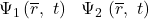 \mathrm{\Psi}_1\left(\overline{r},\ t\right)\ \ \mathrm{\Psi}_2\ (\overline{r},\ t)