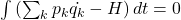 \int{\left(\sum_{k}{p_k\dot{q_k}}-H\right)dt=0}