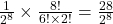 \frac{1}{2^{8}} \times \frac{8!}{6! \times 2!}=\frac{28}{2^{8}}