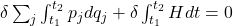 \delta\sum_{j}{\int_{t_1}^{t_2}{p_jdq_j+\delta}\int_{t_1}^{t_2}Hdt=0}