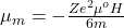 \mu_m=-\frac{{Ze}^2\mu^oH}{6m}