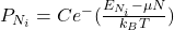 P_{N_{i}}=Ce^-(\frac{{E_{N_{i}}-\mu N}}{k_{B}T})