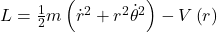 L=\frac{1}{2}m\left({\dot{r}}^2+r^2{\dot{\theta}}^2\right)-V\left(r\right)